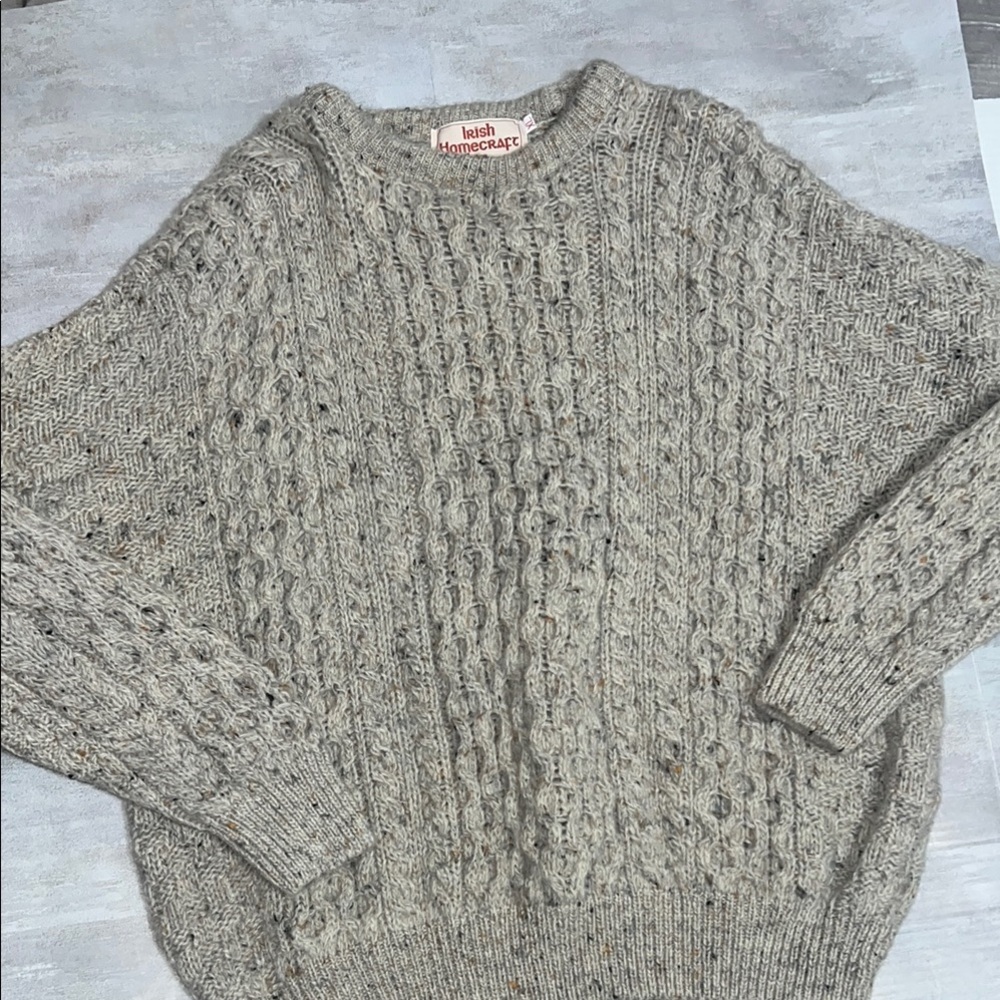 Irish Homecraft 100% wool Early 90s Vintage Chunky Cable Knit Sweater xl